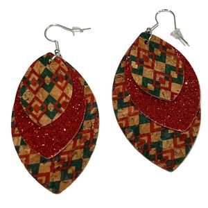 Red and Green Patterned Earrings